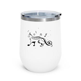 Cool Cat Treble Clef Music Funny Kitty Notes Musician Gift Wine Tumbler | Mazezy
