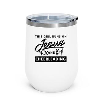 Cool Cheerleader Art For Women Girl Cheerleading Jesus Cheer Wine Tumbler | Mazezy