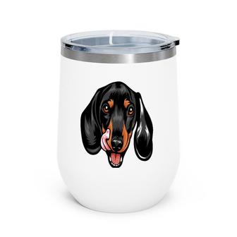 Cool Dachshund Dog Face Gift Wine Tumbler | Mazezy