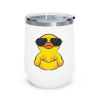 Cool Duckie Sunglasses Duckling Funny Ducky Rubber Duck Wine Tumbler | Mazezy