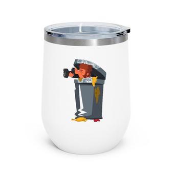 Cool Funny Paparazzi In Trash Can Wine Tumbler | Mazezy
