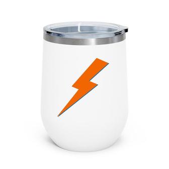 Cool Orange Blue Lightning Bolt Thunderlight Print Wine Tumbler | Mazezy