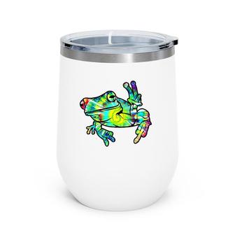 Cool Peace Frog Tie Dye For Boys And Girls Premium Wine Tumbler | Mazezy AU
