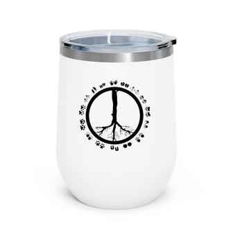 Cool Peace Sign Animal Rights Gift Funny Animal Footprints Wine Tumbler | Mazezy