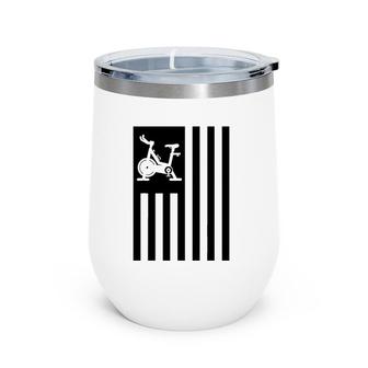 Cool Spin Class Bike American Flag Gym Workout Spinning Gift Wine Tumbler | Mazezy