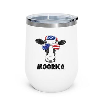 Cow 4Th Of July Moorica Merica Men Women Usa Flag Farm Wine Tumbler | Mazezy
