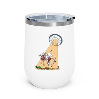 Cow Abduction Ufo Alien Cow Abducted By Ufo Spaceship Wine Tumbler | Mazezy