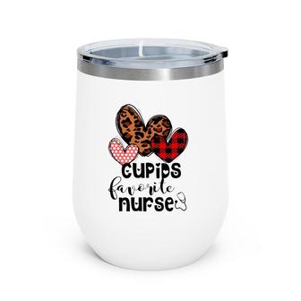 Cupids Favorite Nurse Red Plaid Leopard Print Heart Wine Tumbler | Mazezy