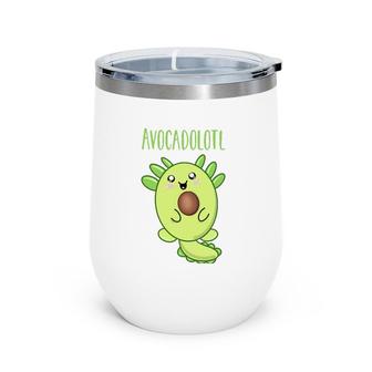 Cute Avocado Axolotl Kawaii Avocadolotl Wine Tumbler | Mazezy
