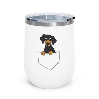 Cute Dachshund In Pocket Dachshund Owner Wine Tumbler | Mazezy