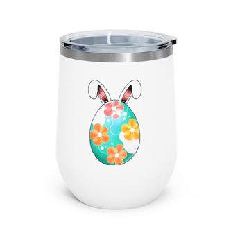 Cute Floral Egg Rabbit Easter S For Women And Girls Wine Tumbler | Mazezy