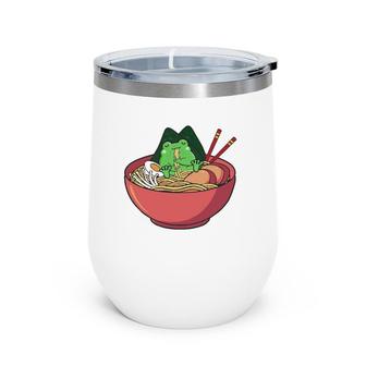 Cute Frog Eating Ramen Japanese Noodles Lover Funny Wine Tumbler | Mazezy
