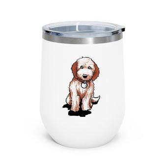 Cute Goldendoodle Puppy Gift Golden Doodle Pullover Wine Tumbler | Mazezy