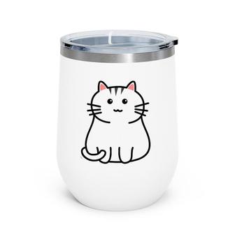 Cute Gray Tabby Cat Feline Companion Tabby Cats Wine Tumbler | Mazezy