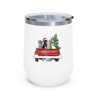Cute Great Dane Christmas Top, Dog Mom Owner Vintage Truck Raglan Baseball Tee Wine Tumbler | Mazezy