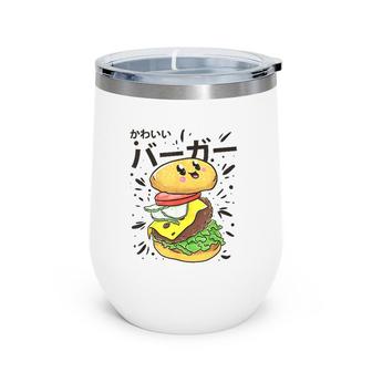 Cute Japanese Burger Kawaii Food Lover Wine Tumbler | Mazezy