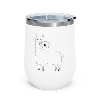 Cute Koala And Llama Fluffy Friends Koala Riding Llama Gift Wine Tumbler | Mazezy
