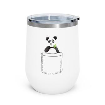 Cute Panda In The Pocket, Panda Wine Tumbler | Mazezy