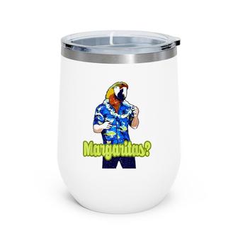 Cute Parrot Head Hawaiian Tropical Floral Print Wine Tumbler | Mazezy