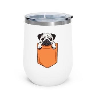 Cute Pug In Pocket Kawaii Gift Kids Youth Graphic Wine Tumbler | Mazezy