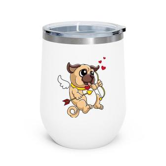 Cute Pug Valentine's Day Cupid Pug Dog Love Wine Tumbler | Mazezy