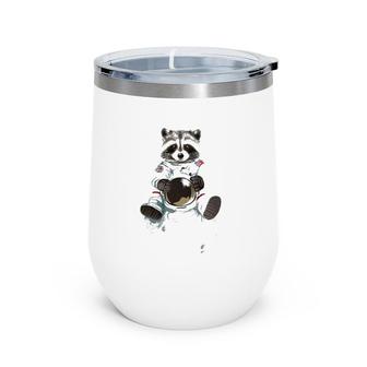 Cute Raccoon Astronaut Sitting Moon Space Astronaut Raccoon Premium Wine Tumbler | Mazezy