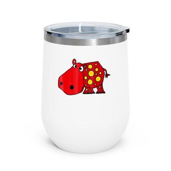 Cute Red Hippo Cartoon Wine Tumbler | Mazezy