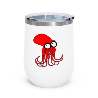 Cute Red Pacific Giant Octopus Cartoon Wine Tumbler | Mazezy