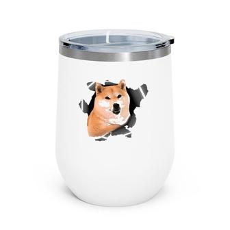 Cute Shiba Inu Torn Cloth - Shiba Inu Lover Dog Owner Puppy Wine Tumbler | Mazezy