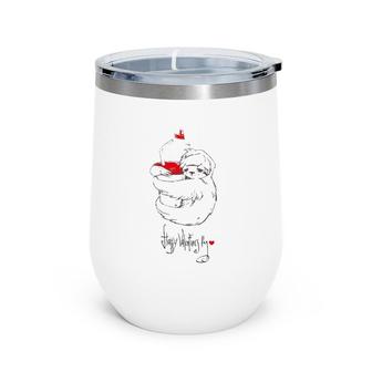 Cute Sloth With Cup Happy Valentine's Day Wine Tumbler