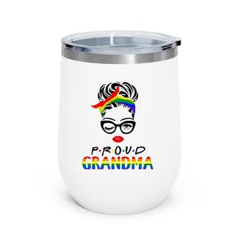 Cute Wink Eyes Lady Proud Grandma Lgbt Pride Gift Wine Tumbler | Mazezy
