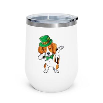 Dabbing Beagle St Patrick's Day Boys Leprechaun Dog Lover Wine Tumbler | Mazezy