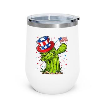 Dabbing Cactus 4Th Of July Women Usa Flag Succulent Wine Tumbler | Mazezy AU