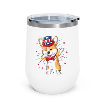 Dabbing Corgi 4Th Of July Merica Dog Usa American Flag Kids Wine Tumbler | Mazezy CA
