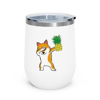 Dabbing Corgi Puppy Dog Pineapple Aloha Beach Hawaiian Gift Tank Top Wine Tumbler | Mazezy