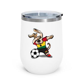 Dabbing Dog Ghana Soccer Fans Jersey Ghanaian Flag Football Wine Tumbler | Mazezy
