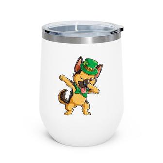 Dabbing German Shepherd St Patrick's Day Boys Leprechaun Dog Wine Tumbler | Mazezy