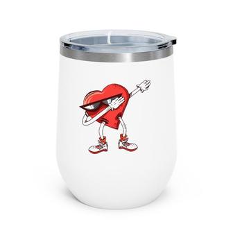 Dabbing Heart Dab Pose Valentines Day Gift For Kids Wine Tumbler | Mazezy