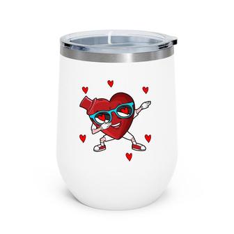 Dabbing Heart Valentine's Day Kids Matching Boys Valentines Wine Tumbler | Mazezy