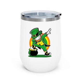 Dabbing Leprechaun St Patricks Day Kids Wine Tumbler | Mazezy