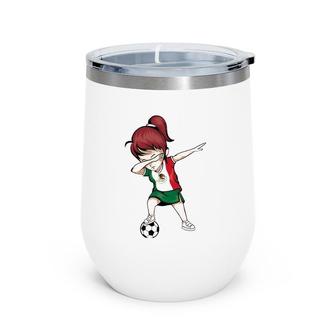 Dabbing Soccer Girl Mexico Jersey - Mexican Football Wine Tumbler | Mazezy