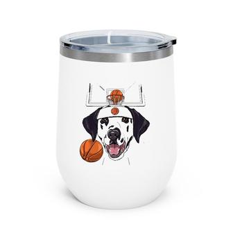 Dalmatian Basketball Dog Lovers Basketball Player Wine Tumbler | Mazezy