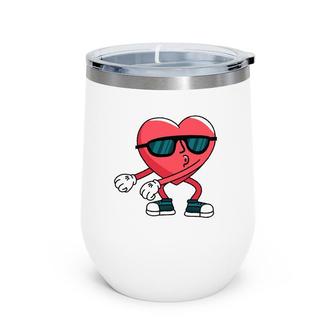 Dancing Heart Cute Funny Valentines Day Gift Wine Tumbler | Mazezy