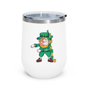 Dancing Leprechaun St Patrick's Day Wine Tumbler | Mazezy