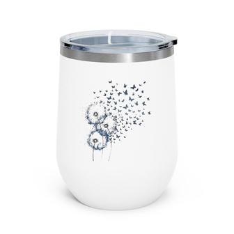 Dandelion With Butterfly Lover Gift Wine Tumbler | Mazezy