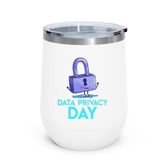 Data Protection Day Happy Padlock Data Privacy Wine Tumbler | Mazezy