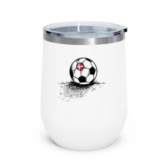 Denmark Soccer Ball Flag Jersey - Danish Football Gift Wine Tumbler | Mazezy