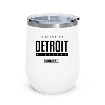 Detroit Coordinates Novelty Graphic Gift For Men Women Wine Tumbler | Mazezy