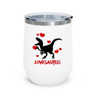 Dinosaur Valentine  Funny Valentines Day Gifts For Kids Wine Tumbler