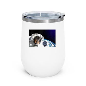 Dog In Space Black And Tan Coonhound Raglan Baseball Tee Wine Tumbler | Mazezy